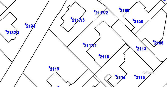 Parcela st. 2117/1 v KÚ Zábřeh na Moravě, Katastrální mapa
