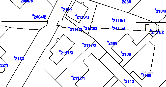 Parcela st. 2117/2 v KÚ Zábřeh na Moravě, Katastrální mapa