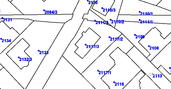 Parcela st. 2117/3 v KÚ Zábřeh na Moravě, Katastrální mapa
