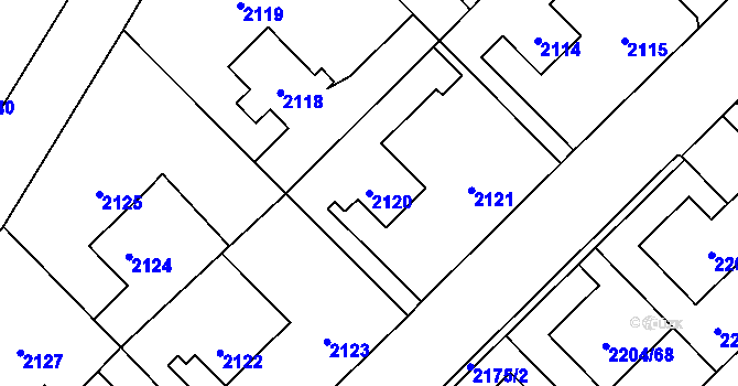 Parcela st. 2120 v KÚ Zábřeh na Moravě, Katastrální mapa