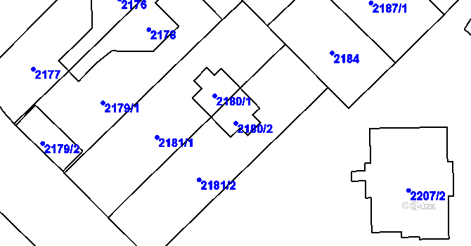 Parcela st. 2180/2 v KÚ Zábřeh na Moravě, Katastrální mapa