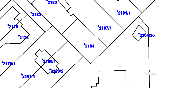 Parcela st. 2184 v KÚ Zábřeh na Moravě, Katastrální mapa