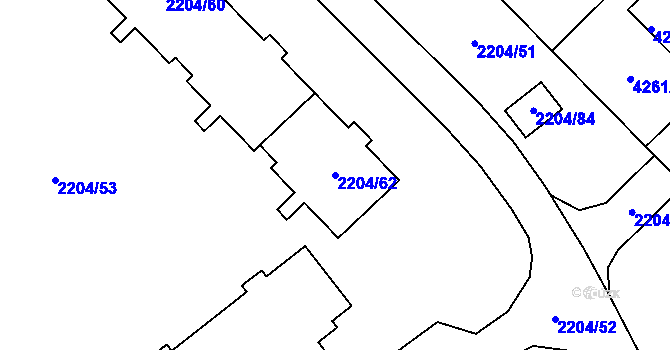 Parcela st. 2204/62 v KÚ Zábřeh na Moravě, Katastrální mapa