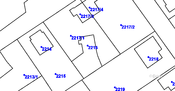 Parcela st. 2216 v KÚ Zábřeh na Moravě, Katastrální mapa