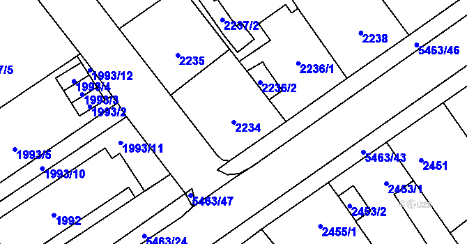 Parcela st. 2234 v KÚ Zábřeh na Moravě, Katastrální mapa