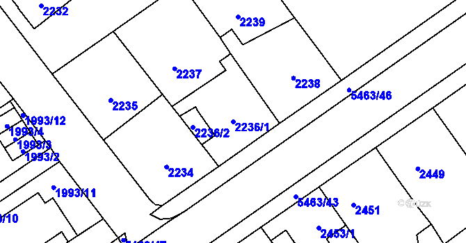Parcela st. 2236/1 v KÚ Zábřeh na Moravě, Katastrální mapa