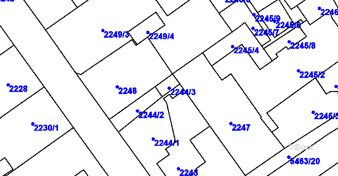 Parcela st. 2244/3 v KÚ Zábřeh na Moravě, Katastrální mapa