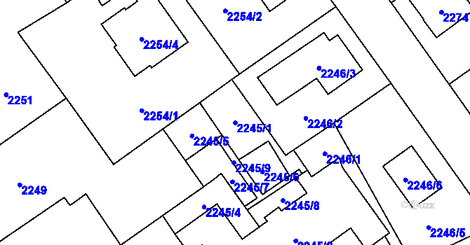 Parcela st. 2245/1 v KÚ Zábřeh na Moravě, Katastrální mapa