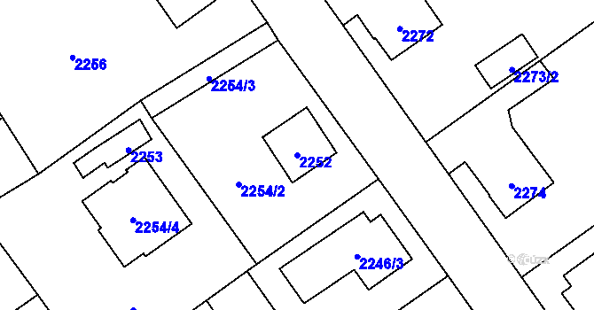 Parcela st. 2252 v KÚ Zábřeh na Moravě, Katastrální mapa