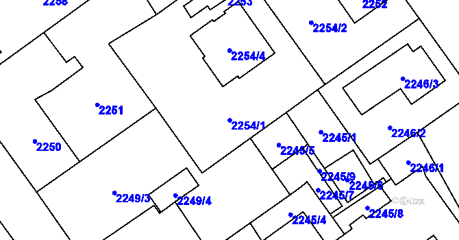Parcela st. 2254/1 v KÚ Zábřeh na Moravě, Katastrální mapa