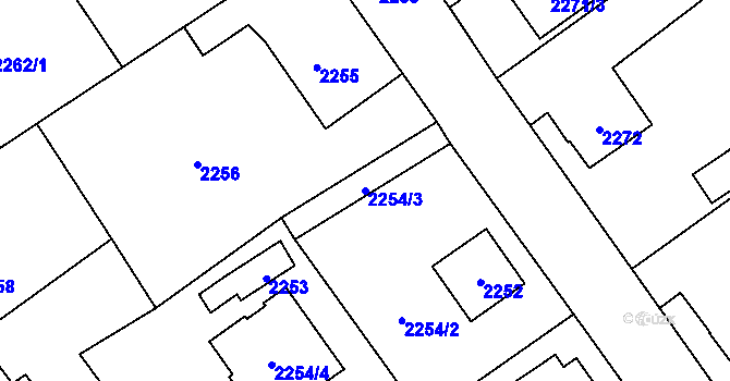 Parcela st. 2254/3 v KÚ Zábřeh na Moravě, Katastrální mapa