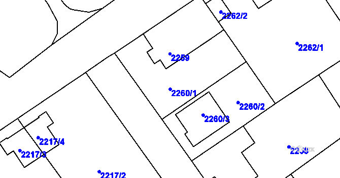 Parcela st. 2260/1 v KÚ Zábřeh na Moravě, Katastrální mapa