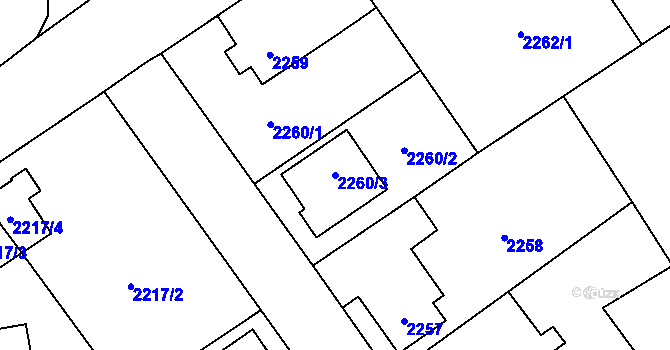 Parcela st. 2260/3 v KÚ Zábřeh na Moravě, Katastrální mapa