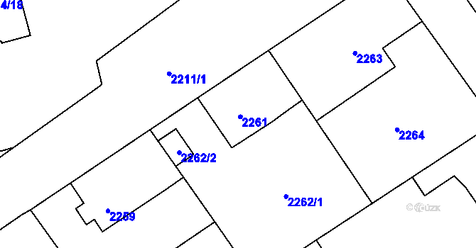 Parcela st. 2261 v KÚ Zábřeh na Moravě, Katastrální mapa