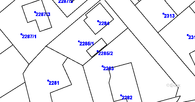 Parcela st. 2285/2 v KÚ Zábřeh na Moravě, Katastrální mapa