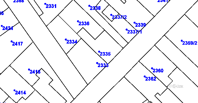 Parcela st. 2335 v KÚ Zábřeh na Moravě, Katastrální mapa