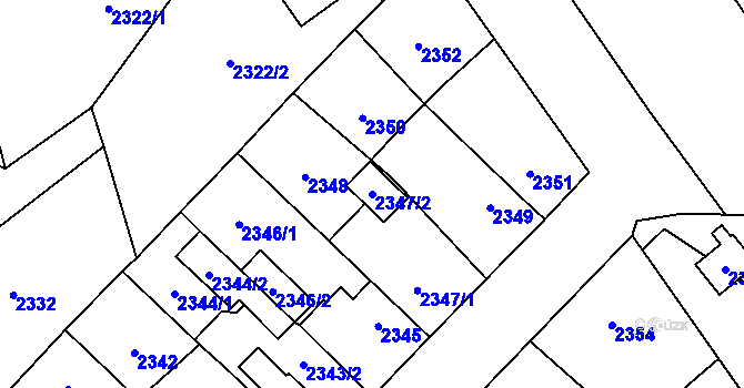 Parcela st. 2347/2 v KÚ Zábřeh na Moravě, Katastrální mapa
