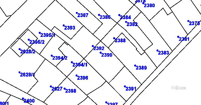 Parcela st. 2390 v KÚ Zábřeh na Moravě, Katastrální mapa