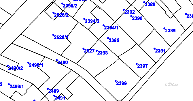 Parcela st. 2398 v KÚ Zábřeh na Moravě, Katastrální mapa