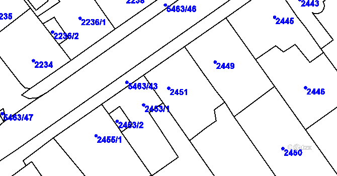 Parcela st. 2451 v KÚ Zábřeh na Moravě, Katastrální mapa