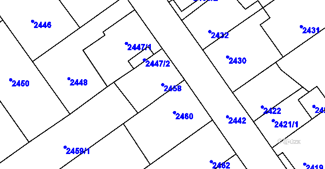 Parcela st. 2458 v KÚ Zábřeh na Moravě, Katastrální mapa