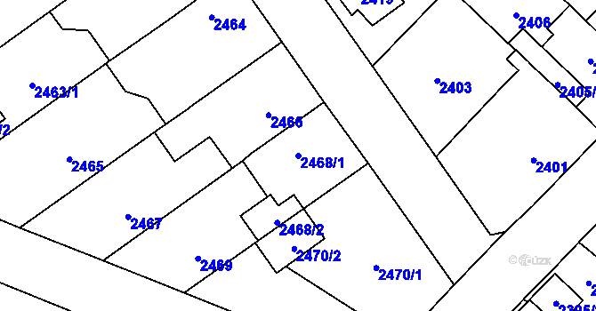 Parcela st. 2468/1 v KÚ Zábřeh na Moravě, Katastrální mapa