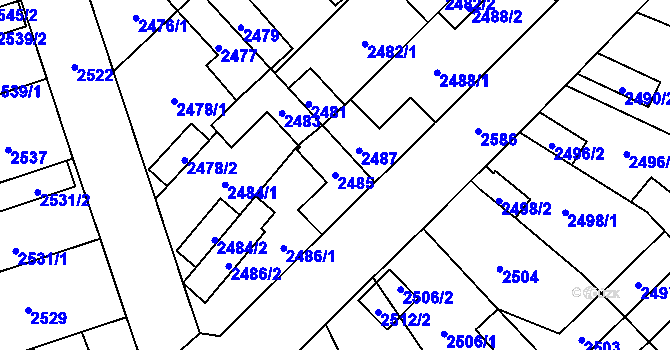 Parcela st. 2485 v KÚ Zábřeh na Moravě, Katastrální mapa