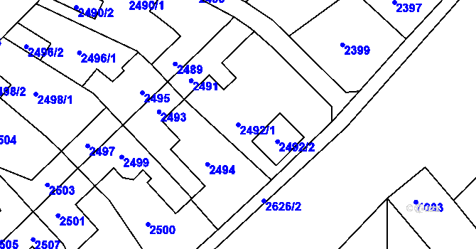 Parcela st. 2492/1 v KÚ Zábřeh na Moravě, Katastrální mapa