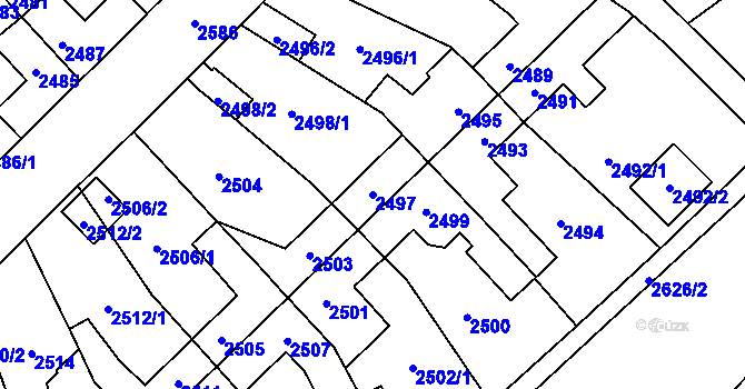 Parcela st. 2497 v KÚ Zábřeh na Moravě, Katastrální mapa