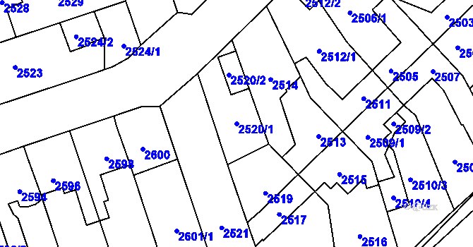 Parcela st. 2520/1 v KÚ Zábřeh na Moravě, Katastrální mapa