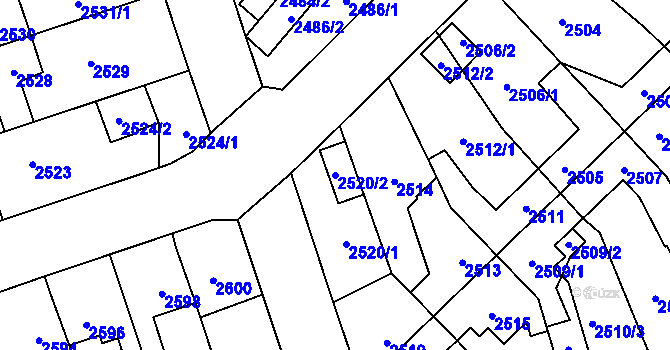 Parcela st. 2520/2 v KÚ Zábřeh na Moravě, Katastrální mapa