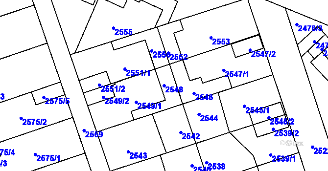 Parcela st. 2548 v KÚ Zábřeh na Moravě, Katastrální mapa