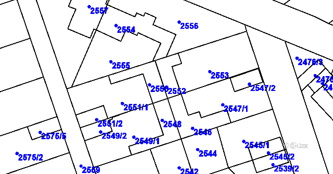 Parcela st. 2552 v KÚ Zábřeh na Moravě, Katastrální mapa