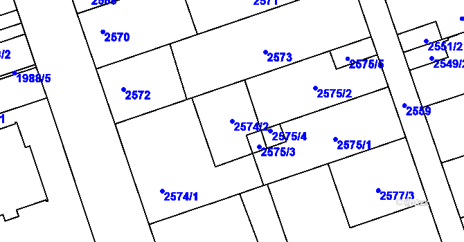 Parcela st. 2574/2 v KÚ Zábřeh na Moravě, Katastrální mapa