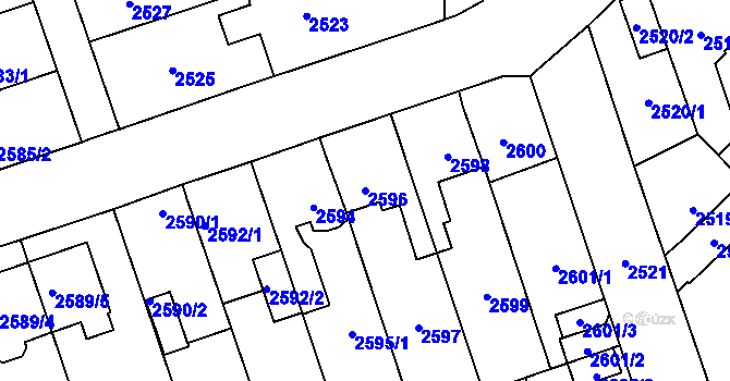Parcela st. 2596 v KÚ Zábřeh na Moravě, Katastrální mapa