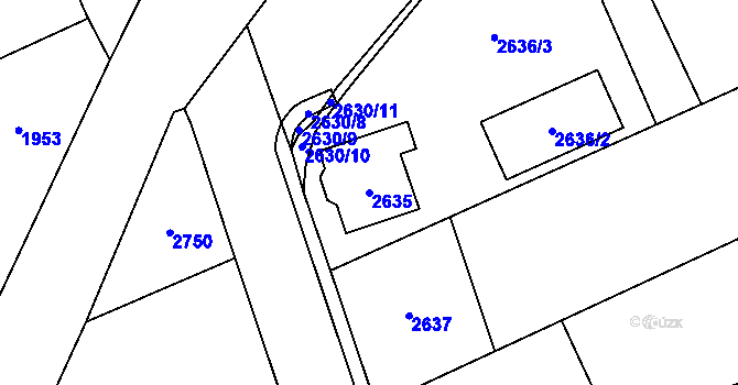 Parcela st. 2635 v KÚ Zábřeh na Moravě, Katastrální mapa