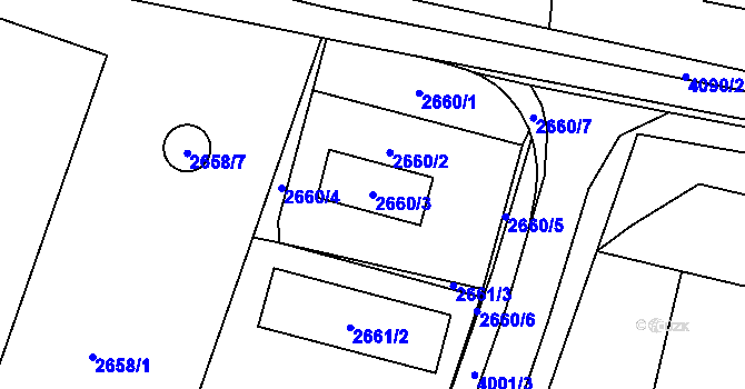 Parcela st. 2660/3 v KÚ Zábřeh na Moravě, Katastrální mapa