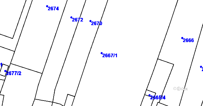 Parcela st. 2667/1 v KÚ Zábřeh na Moravě, Katastrální mapa