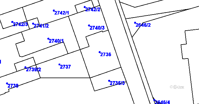 Parcela st. 2736 v KÚ Zábřeh na Moravě, Katastrální mapa