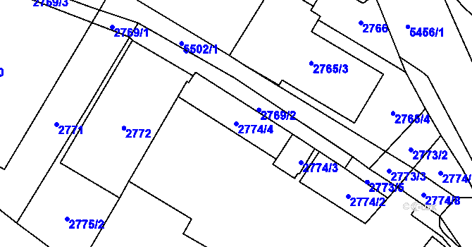 Parcela st. 2774/4 v KÚ Zábřeh na Moravě, Katastrální mapa