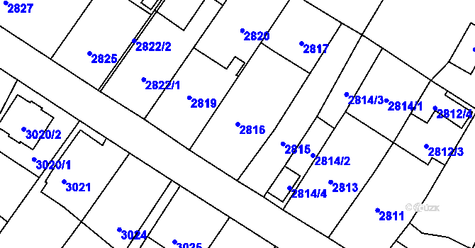 Parcela st. 2816 v KÚ Zábřeh na Moravě, Katastrální mapa