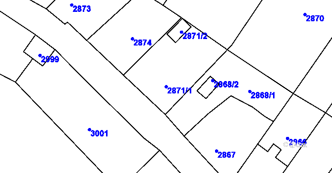 Parcela st. 2871/1 v KÚ Zábřeh na Moravě, Katastrální mapa