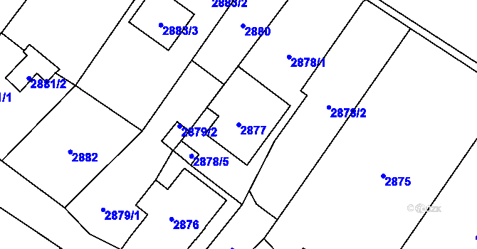 Parcela st. 2877 v KÚ Zábřeh na Moravě, Katastrální mapa