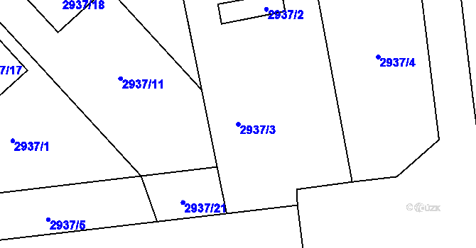 Parcela st. 2937/3 v KÚ Zábřeh na Moravě, Katastrální mapa