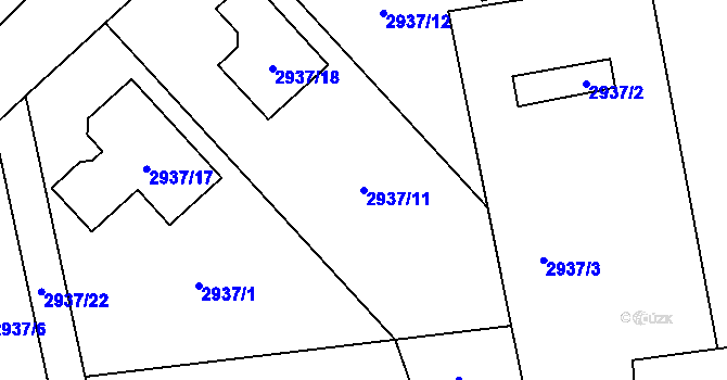 Parcela st. 2937/11 v KÚ Zábřeh na Moravě, Katastrální mapa