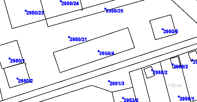 Parcela st. 2950/4 v KÚ Zábřeh na Moravě, Katastrální mapa