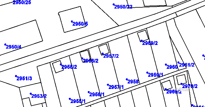 Parcela st. 2957/2 v KÚ Zábřeh na Moravě, Katastrální mapa