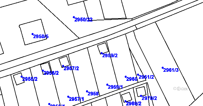 Parcela st. 2959/2 v KÚ Zábřeh na Moravě, Katastrální mapa