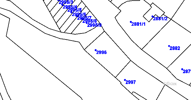 Parcela st. 2996 v KÚ Zábřeh na Moravě, Katastrální mapa