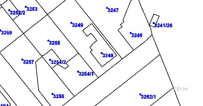 Parcela st. 3248 v KÚ Zábřeh na Moravě, Katastrální mapa